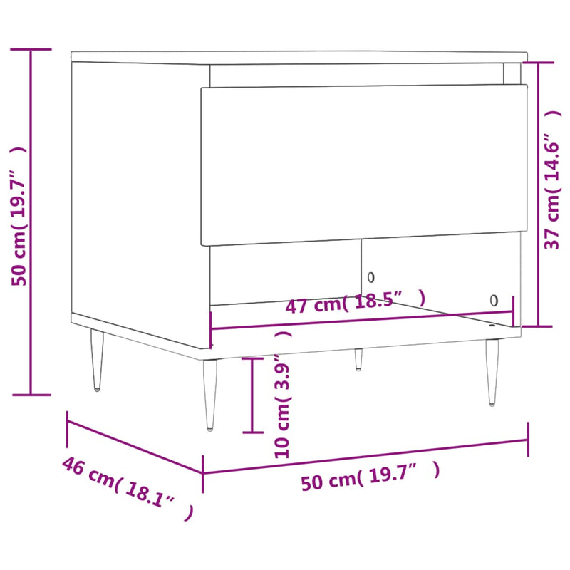 Couchtisch Schwarz 50x46x50 cm Holzwerkstoff