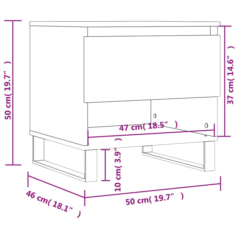 Couchtisch Schwarz 50x46x50 cm Holzwerkstoff