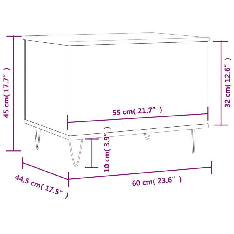 Couchtisch Schwarz 60x44,5x45 cm Holzwerkstoff