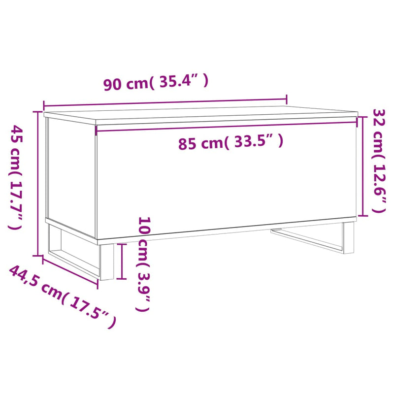 Couchtisch Weiß 90x44,5x45 cm Holzwerkstoff