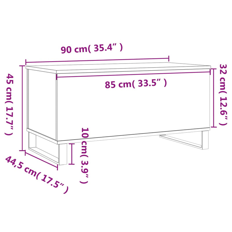 Couchtisch Schwarz 90x44,5x45 cm Holzwerkstoff