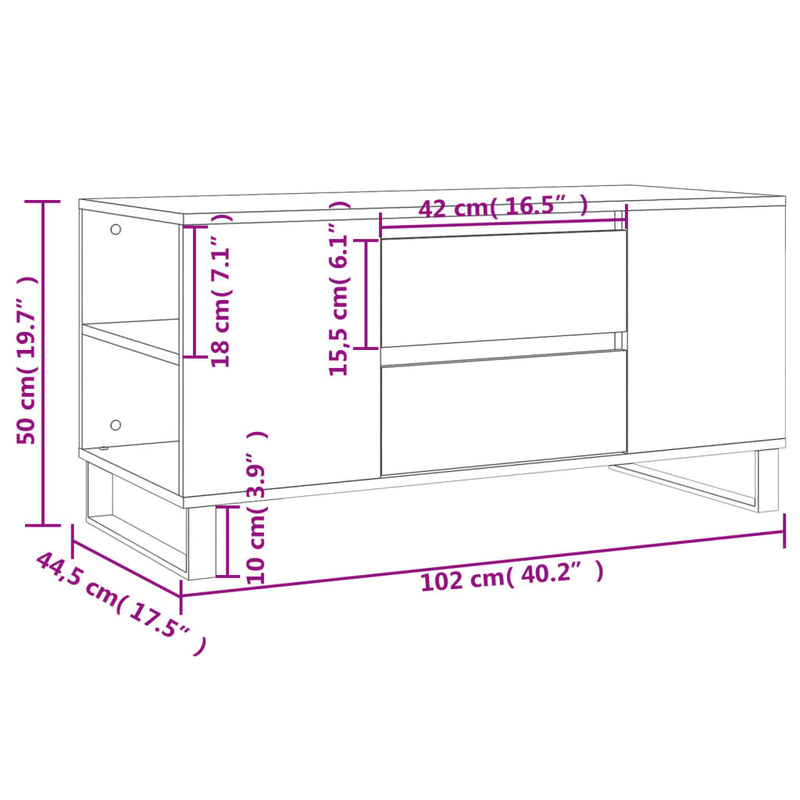 Couchtisch Sonoma-Eiche 102x44,5x50 cm Holzwerkstoff