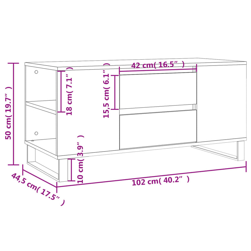 Couchtisch Braun Eichen-Optik 102x44,5x50 cm Holzwerkstoff