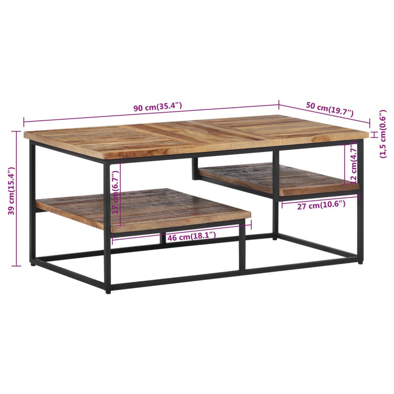 Couchtisch 90x50x39 cm Recyceltes Massivholz Teak