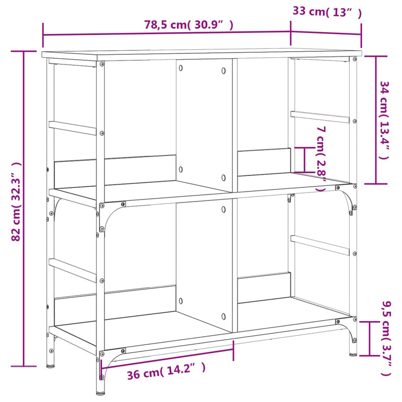 Bücherregal Räuchereiche 78,5x33x82 cm Holzwerkstoff