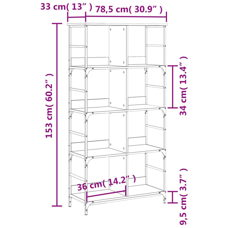 Bücherregal Schwarz 78,5x33x153 cm Holzwerkstoff