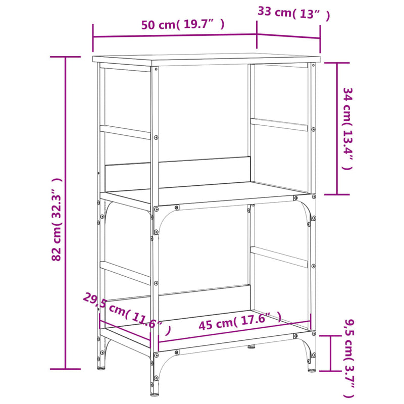 Bücherregal Braun Eichen-Optik 50x33x82 cm Holzwerkstoff