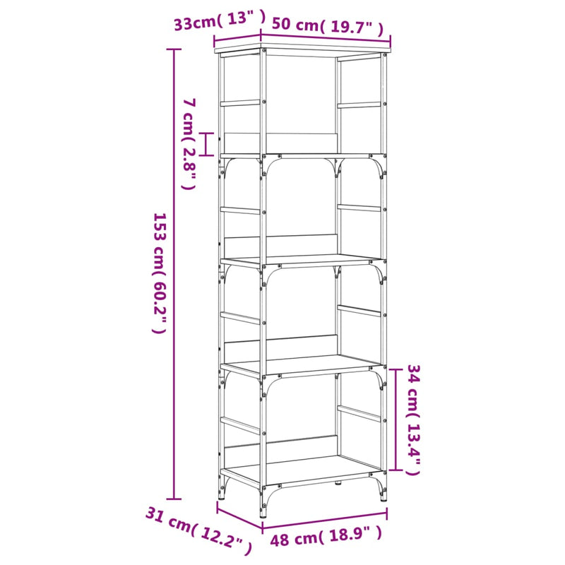 Bücherregal Schwarz 50x33x153 cm Holzwerkstoff