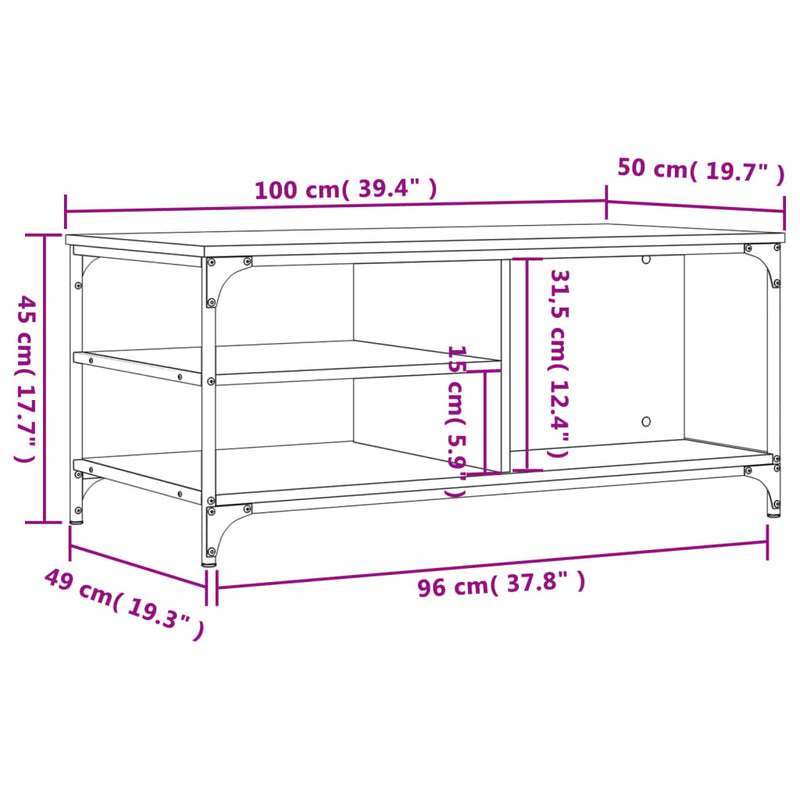 Couchtisch Sonoma-Eiche 100x50x45 cm Holzwerkstoff