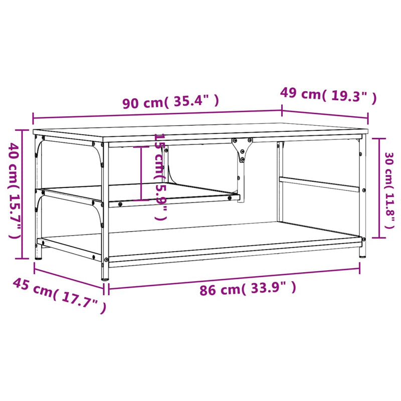 Couchtisch Schwarz 90x49x40 cm Holzwerkstoff