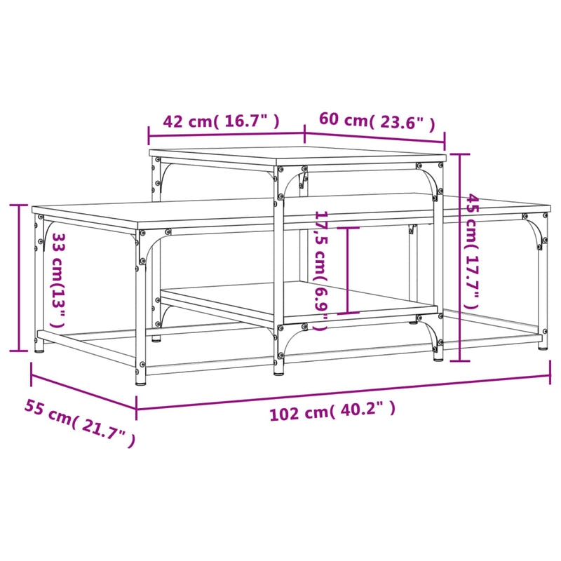 Couchtisch Schwarz 102x60x45 cm Holzwerkstoff