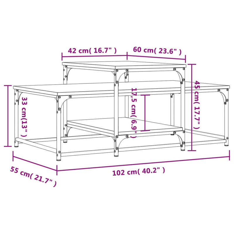 Couchtisch Braun Eichen-Optik 102x60x45 cm Holzwerkstoff