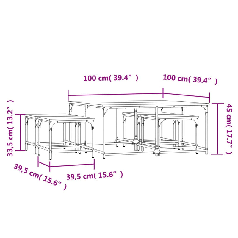 Satztische 5 Stk. Braun Eichen-Optik Holzwerkstoff