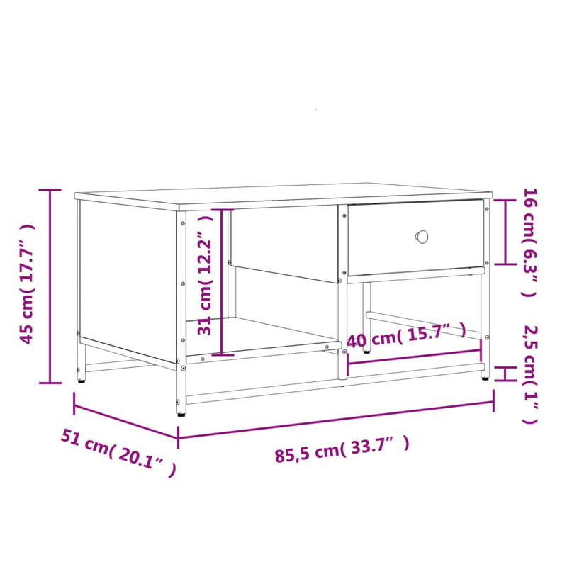 Couchtisch Schwarz 85,5x51x45 cm Holzwerkstoff