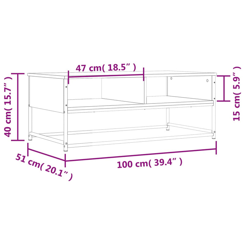 Couchtisch Räuchereiche 100x51x40 cm Holzwerkstoff