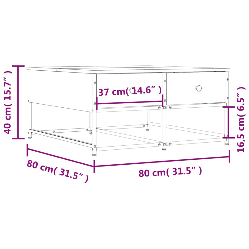 Couchtisch Schwarz 80x80x40 cm Holzwerkstoff