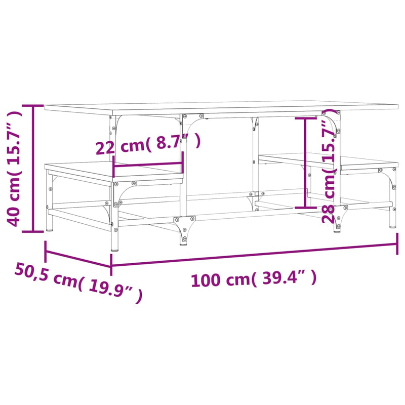 Couchtisch Schwarz 100x50,5x40 cm Holzwerkstoff