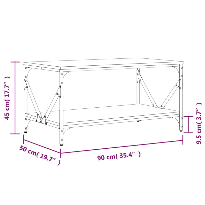 Couchtisch Schwarz 90x50x45 cm Holzwerkstoff