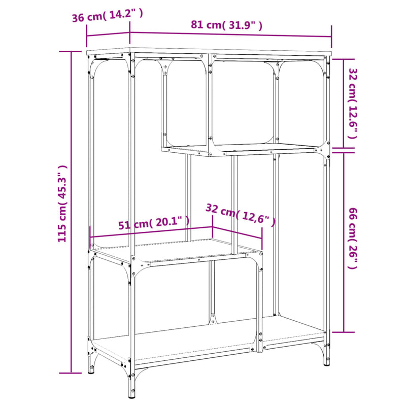 Bücherregal Schwarz 81x36x115 cm Holzwerkstoff und Stahl