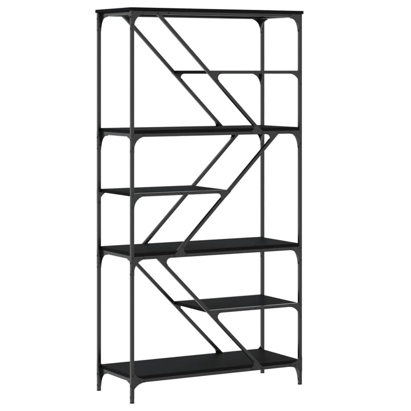 Bücherregal Schwarz 91x36x176 cm Holzwerkstoff und Stahl