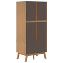 Kleiderschrank Olden Grau Braun 76,5X53X172Cm Massivholz Kiefer