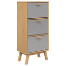 Schuhschrank Olden 55X35X120Cm Massivholz Kiefer Grau Und Braun