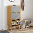 Schuhschrank Olden 55X35X120Cm Massivholz Kiefer Grau Und Braun