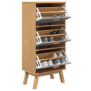 Schuhschrank Olden 55X35X120Cm Massivholz Kiefer Grau Und Braun