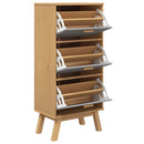 Schuhschrank Olden 55X35X120Cm Massivholz Kiefer Grau Und Braun