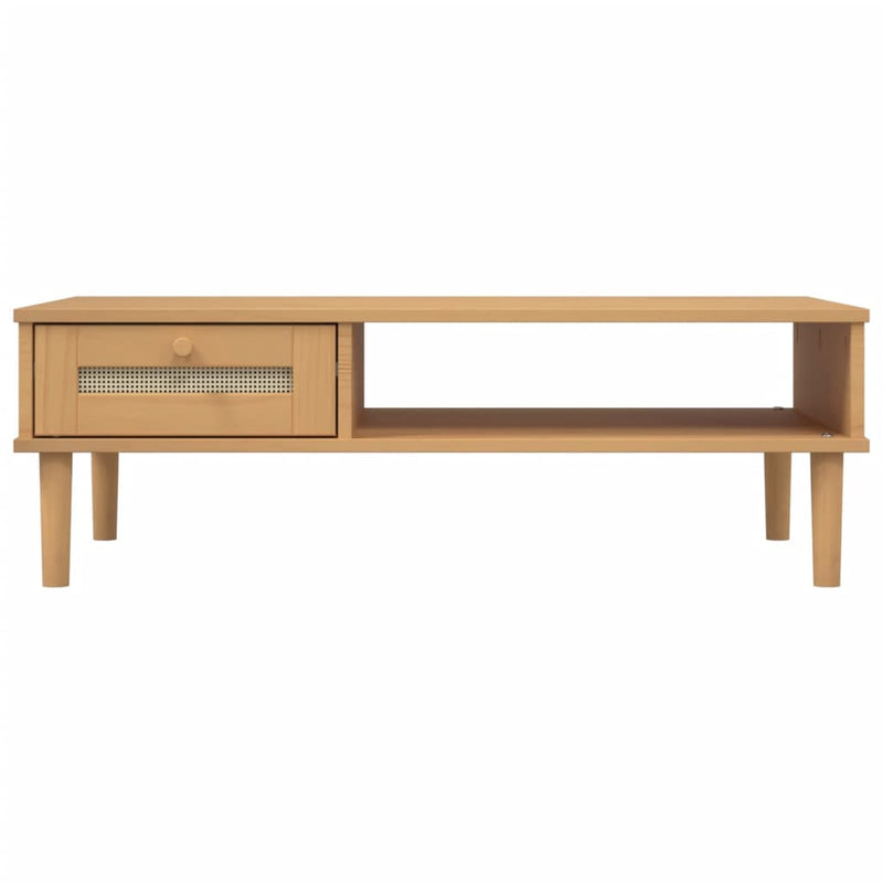 Couchtisch SENJA Rattan-Optik Braun 100x55x33 cm Kiefernholz