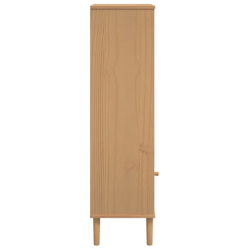 Bücherschrank SENJA Rattan-Look Braun 60x35x130 cm Kiefernholz