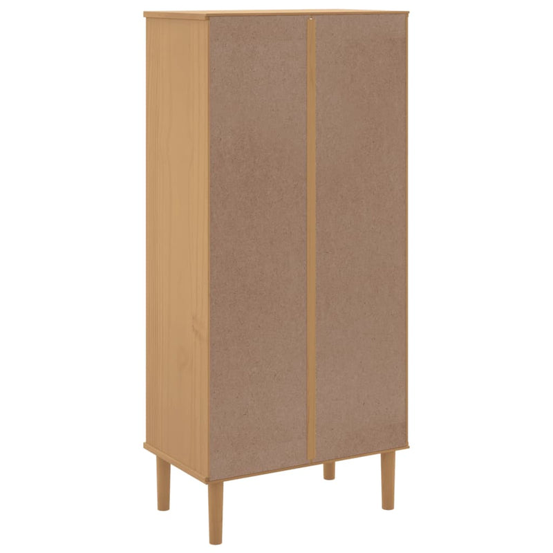 Bücherschrank SENJA Rattan-Look Braun 60x35x130 cm Kiefernholz