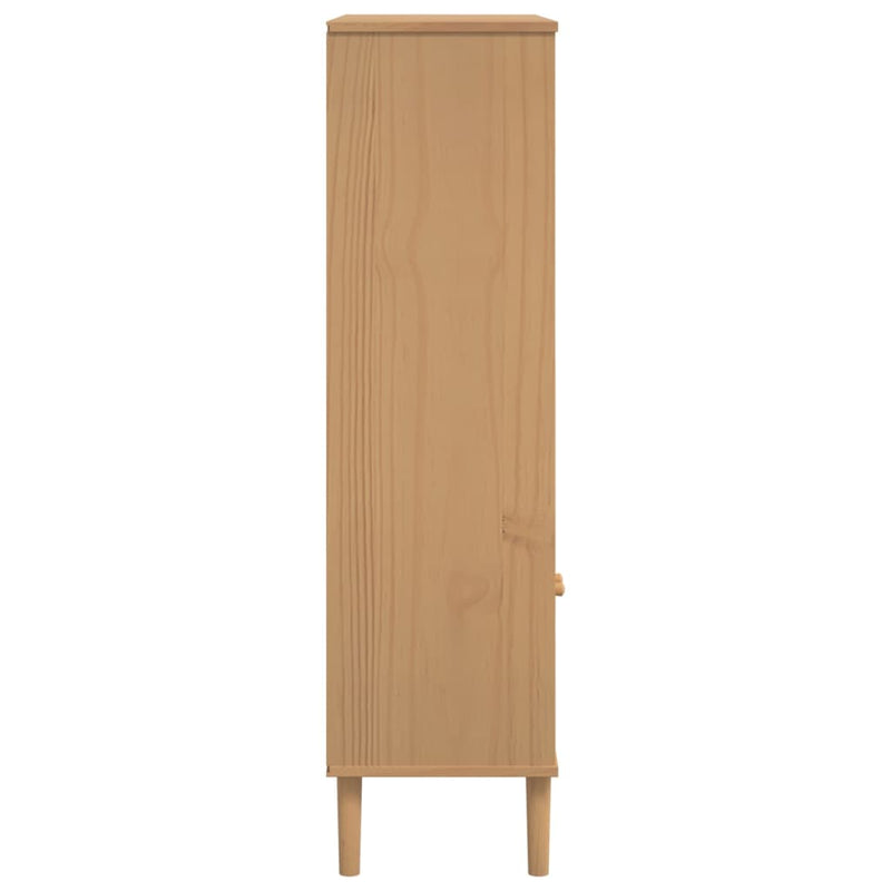 Bücherschrank SENJA Rattan-Look Braun 90x35x130 cm Kiefernholz