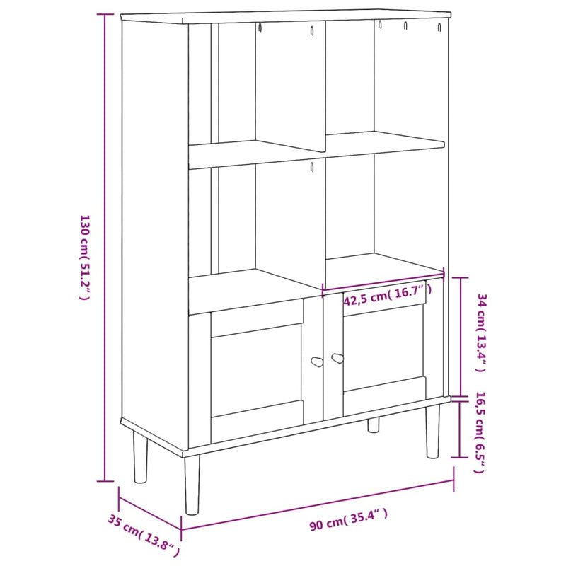 Bücherschrank SENJA Rattan-Look Braun 90x35x130 cm Kiefernholz