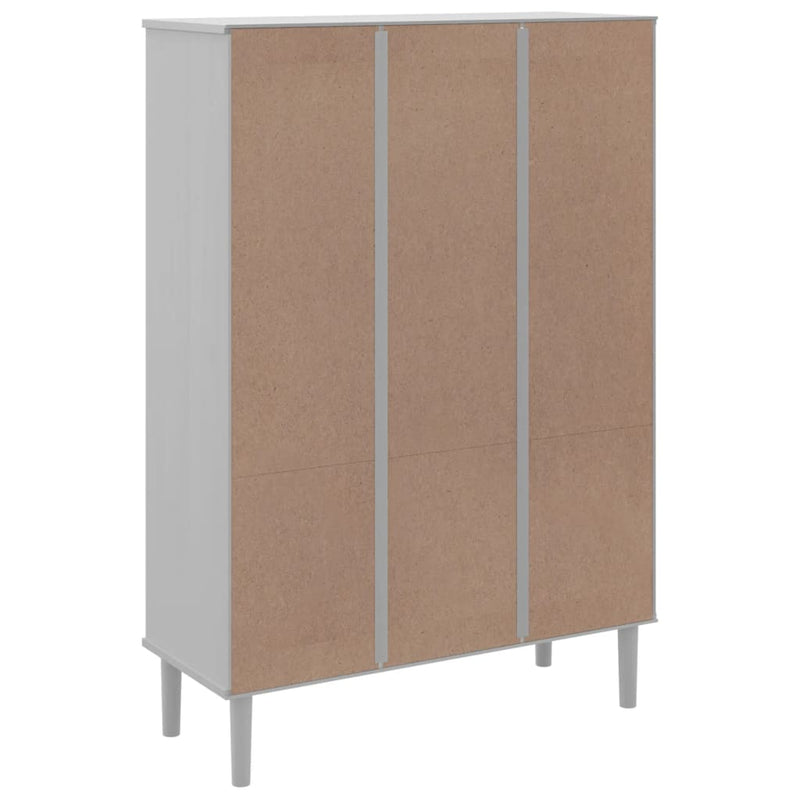 Bücherschrank SENJA Rattan-Look Weiß 90x35x130 cm Kiefernholz