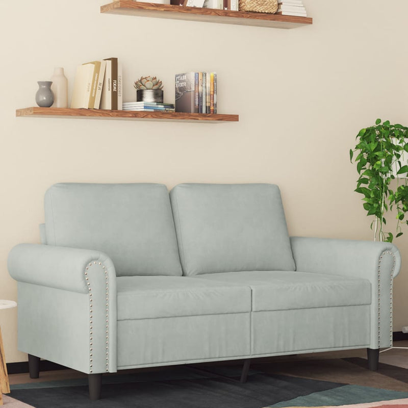 2-Sitzer-Sofa Hellgrau 120 cm Samt