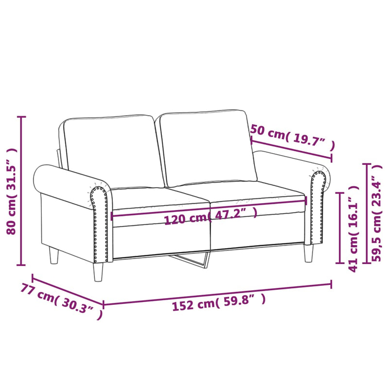 2-Sitzer-Sofa Dunkelgrau 120 cm Samt