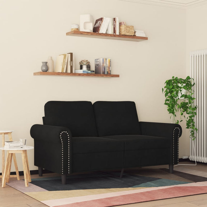 2-Sitzer-Sofa Schwarz 120 cm Samt