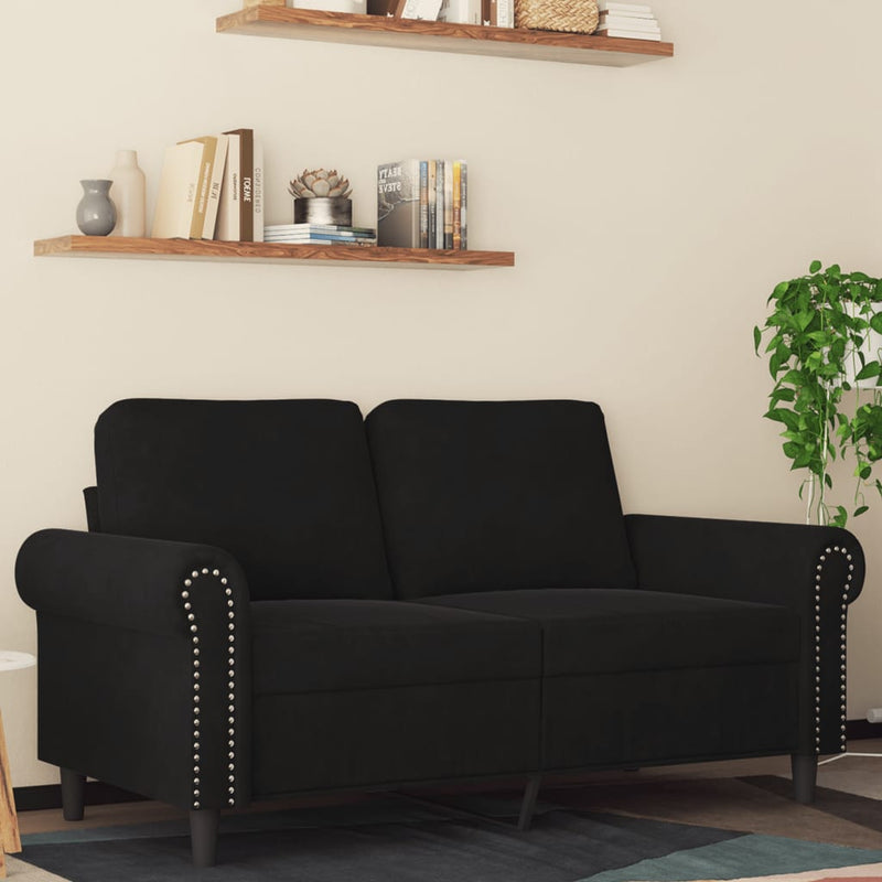 2-Sitzer-Sofa Schwarz 120 cm Samt