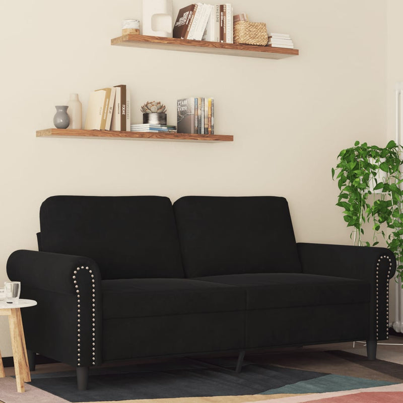 2-Sitzer-Sofa Schwarz 140 cm Samt