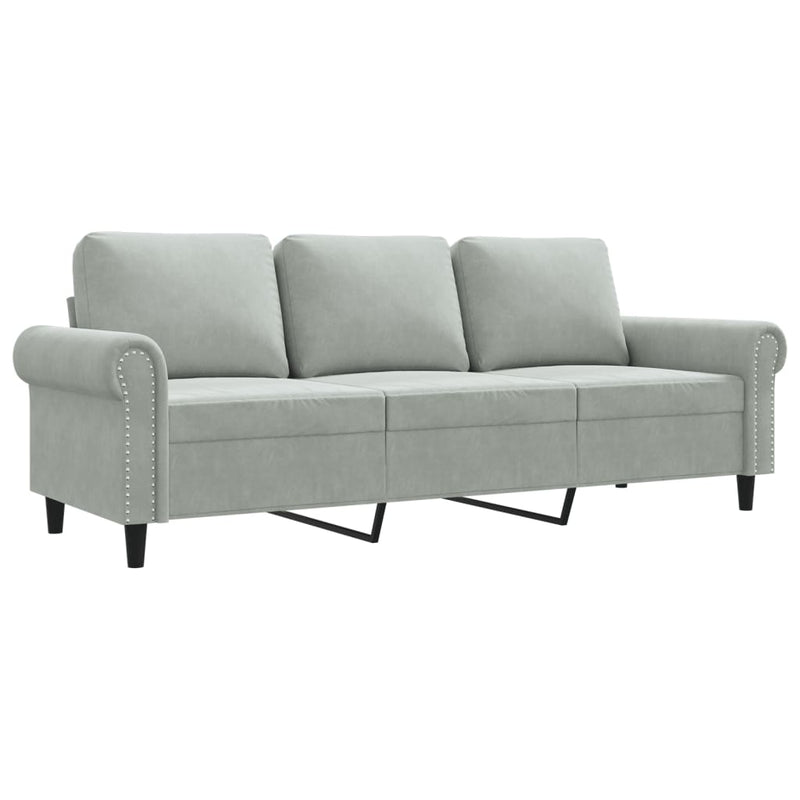 3-Sitzer-Sofa Hellgrau 180 cm Samt