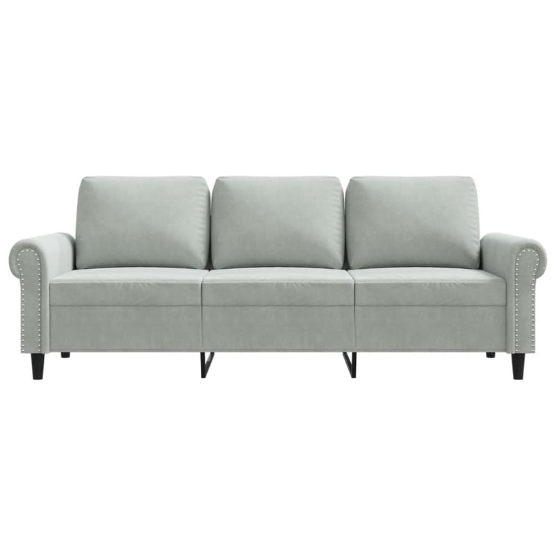 3-Sitzer-Sofa Hellgrau 180 cm Samt