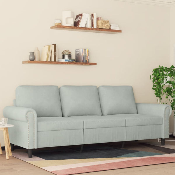 3-Sitzer-Sofa Hellgrau 180 cm Samt