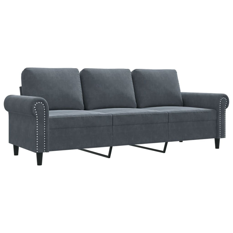 3-Sitzer-Sofa Dunkelgrau 180 cm Samt