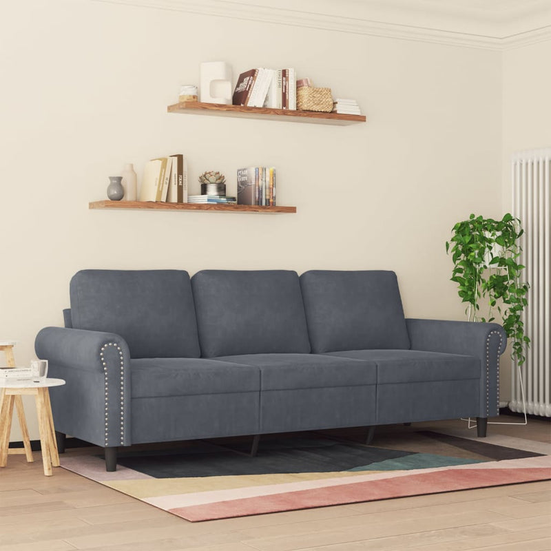 3-Sitzer-Sofa Dunkelgrau 180 cm Samt