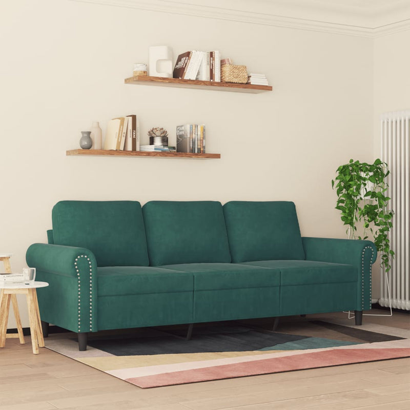 3-Sitzer-Sofa Dunkelgrün 180 cm Samt