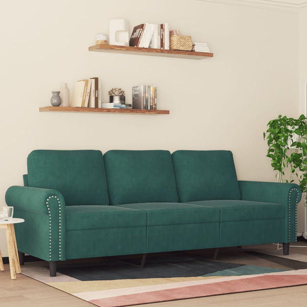 3-Sitzer-Sofa Dunkelgrün 180 cm Samt