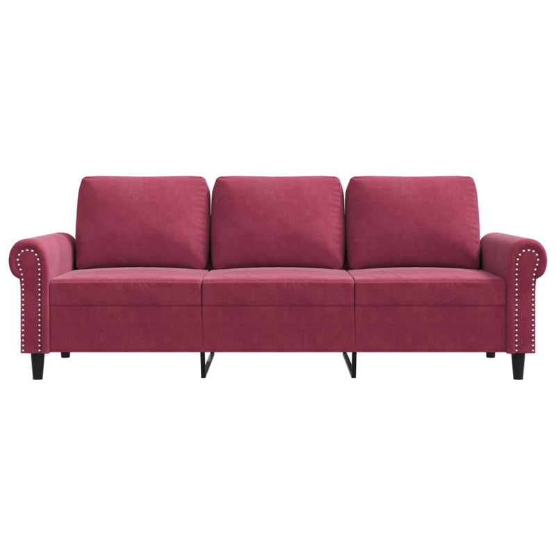 3-Sitzer-Sofa Weinrot 180 cm Samt