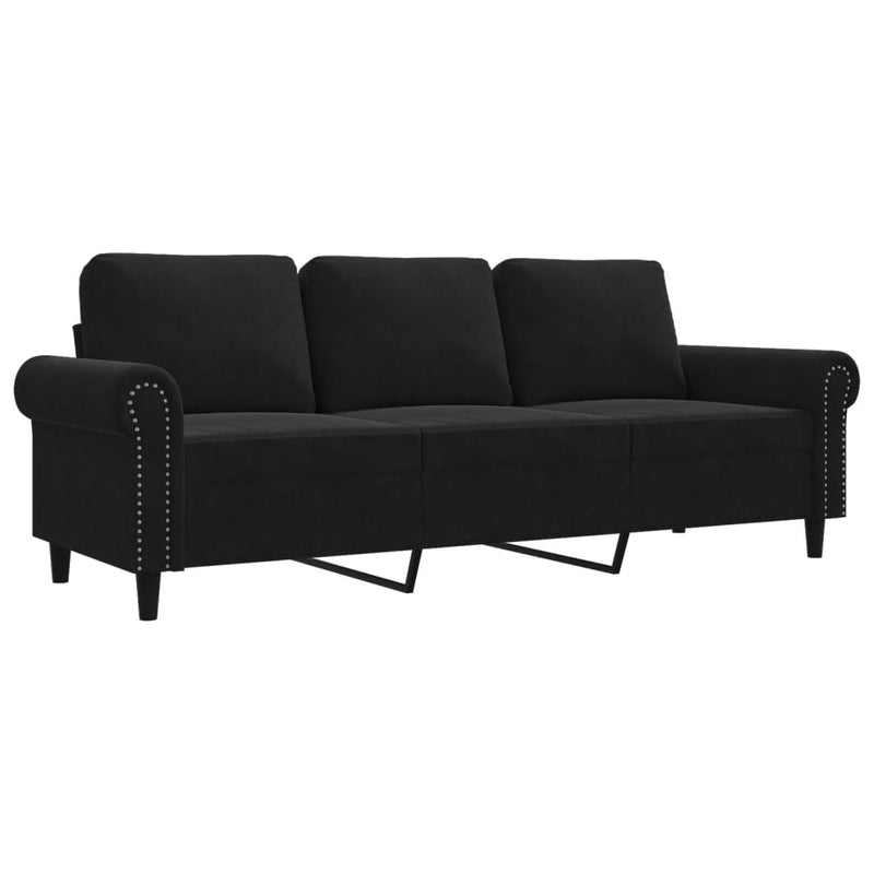 3-Sitzer-Sofa Schwarz 180 cm Samt