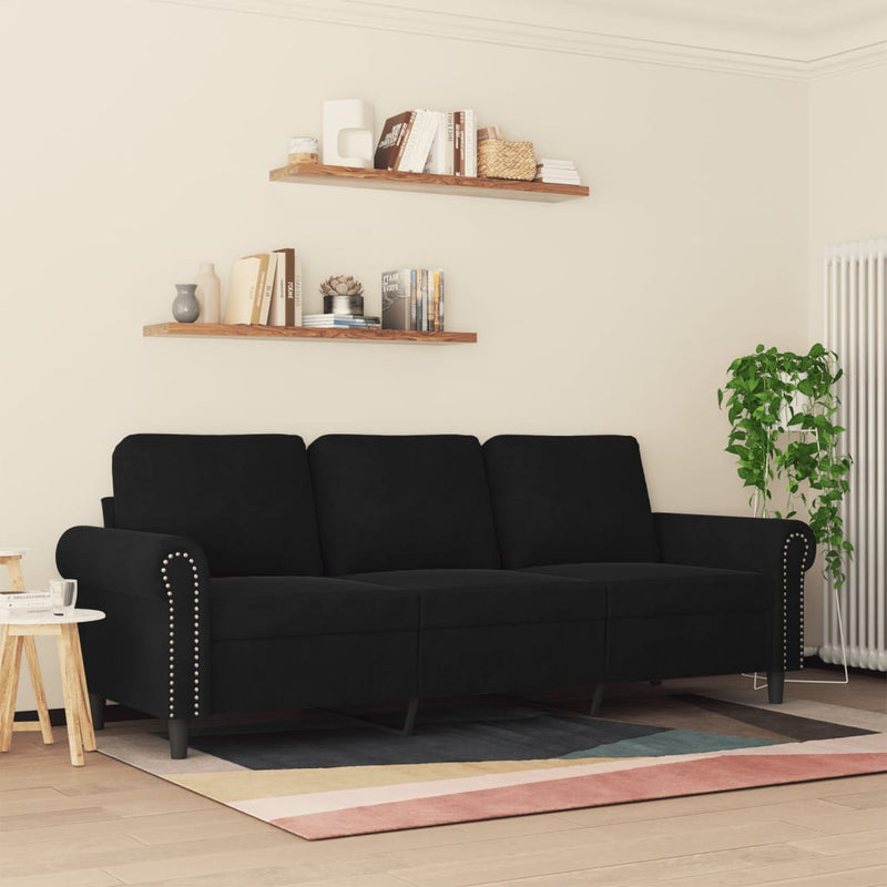 3-Sitzer-Sofa Schwarz 180 cm Samt